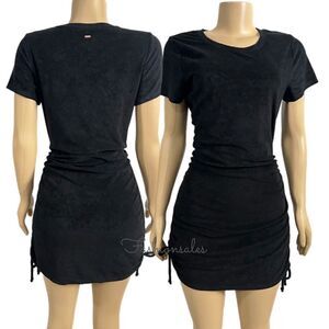 Victorias Secret Pink Beach Terry Ruched Sides Dress Black